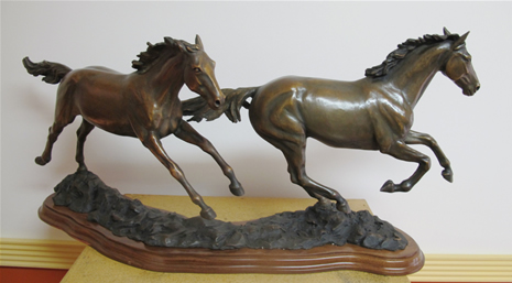 Bronze horse sculpture, horses galloping, Running Free