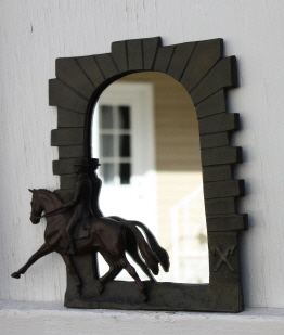 Horse gift item: Dressage mirror with horse & rider in relief