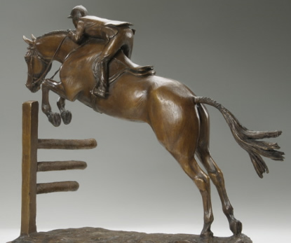 Bronze sculpture of hunter/jumper